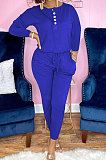 Purple Euramerican Women Autumn Fashion Sport Cotton Pure Color Pocket Pants Sets PH1241-4