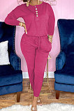 Pink Euramerican Women Autumn Fashion Sport Cotton Pure Color Pocket Pants Sets PH1241-2