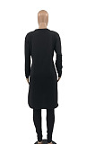 Black Euramerican Women Long Sleeve Printing Casual Pants Sets JR3654-1