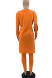 Orange Euramerican Women Long Sleeve Printing Casual Pants Sets JR3654-3