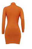 Black Women Long Sleeve Letters Printing Pure Color Mid Waist Mini Dress YBS86733-2