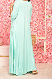 Khaki Euramerican Women Irregular Lower Hem Long Sleeve Pure Color Long Dress JR3642-2