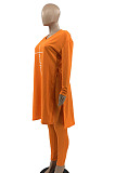 Khaki Euramerican Women Long Sleeve Printing Casual Pants Sets JR3654-2