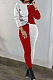 Gray Red Euramerican Sexy Women Autumn Spliced Color Block Long Sleeve Long Pants Sets KZ158-6