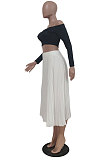 Pink Simple Chiffon Pure Color Pleated Skirts TRS1177-1
