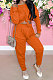Orange Casual Loose Long Sleeve T-Shirt Ruffle Pants Solid Color Sets TRS1160-6