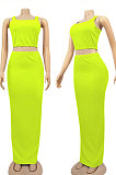 Green Euramerican Sexy Women Sleeveless Solid Color Tank Tight At Home Casual Skirts Sets KZ152-7