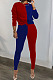 Red Blue Euramerican Sexy Women Autumn Spliced Color Block Long Sleeve Long Pants Sets KZ158-7