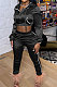 Black Euramerican Women Casual Solid Color Long Sleeve Hooded Zipper Crop Bodycon Pants Sets MLM9077-1