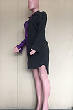 Black Digital Print Spliced Long Sleeve Single-Breasted Shirt Dress ORY5204 
