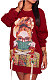 Wine Red Fashion Pattern Print Long Sleeve Loose T Shirt Dress QZ5210-13