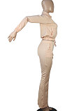 Green Women Solid Color Long Sleeve Cardigan Zipper Sport Flare Leg Pants Sets LML163-6