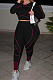 Black Euramerican High Waist Long Sleeve Round Collar Yoga Suit Pants Sets QQM4336-3