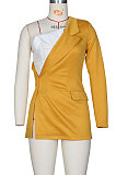 Black Wholesale Spliced One Sleeve Oblique Shoulder Small Suit Coat ZS0418-3