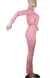 Bare Pink Women Solid Color Long Sleeve Cardigan Zipper Sport Flare Leg Pants Sets LML163-1