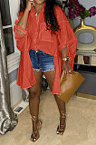 Black Euramerican Women Personality Solid Color Turn-Down Collar Single-Breasted Cardigan Irregular Shirts RMH8941-2