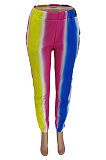 Pink Casual Digital Rainbow Print Ankle Banded Pants ZDD31163-2