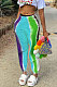 Blue Casual Digital Rainbow Print Ankle Banded Pants ZDD31163-1