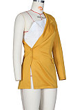 Yellow Wholesale Spliced One Sleeve Oblique Shoulder Small Suit Coat ZS0418-1