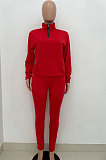 Red Autumn Winter New Long Sleeve Stand Neck Zipper Jumper Sweat Pants Sport Sets YX9292-3
