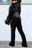 Drak Green Wholesale Velvet Long Sleeve Oblique Shoulder Top Flare Pants Solid Color Sets YX9298-3