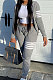 Gray Newest Striple Spliced Long Sleeve Zipper Hooded Coat Sweat Pants Sets YX9296-4