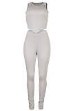 Apricot Euramerican Fashion Women Tight Super Elastic Tank Pure Color Pants Sets HR8186-3