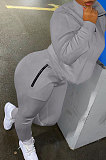 White Autumn Winter New Long Sleeve Stand Neck Zipper Jumper Sweat Pants Sport Sets YX9292-6