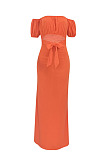 Black Euramerican Women Solid Color Backless A Word Shoulder Mid Waist Long Dress ED8523-3