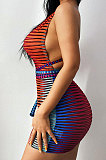Red Euramerican Hip Sleeveless Tight Sexy Dew Chest Backless Bandage Mini Dress FLY21235-1