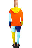 Yellow Newest Spliced Long Sleeve Hoodie Sweat Pants Two-Piece YMT6186-2