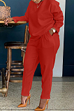 Solid Color Round Neck Thick Fabric Pants Set BBN202