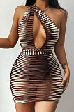 Green Euramerican Hip Sleeveless Tight Sexy Dew Chest Backless Bandage Mini Dress FLY21235-3