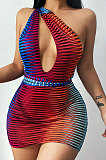 Khaki Euramerican Hip Sleeveless Tight Sexy Dew Chest Backless Bandage Mini Dress FLY21235-2