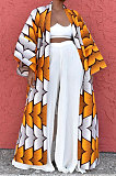 White Women Fashion Joket Long Cardigan Loose Printing Jacket NO Waistband DY6943-1