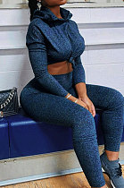Blue Wholesale Simple Long Sleeve Hoodie Pancil Pants Sport Sets XMY076-1