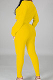 Yellow Women Autumn Winter Sexy Crop Personality Printing Pants Sets PY0838-2