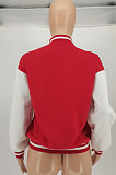 Red Autumn Winter Women Euramerican Fashion Cardigan Printing Ribber Coat SMY81116-1