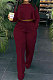 Wine Red Fashion Wholesale Long Sleeve Irregularity Tops Wide Leg Pants Slim Fitting Sets D8454-1
