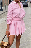 Black Newest Cotton Blend Velvet Long Sleeve Zipper Tops Mini Skirts Tennis Wear Sport Sets DN8632-1