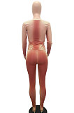 Red Women Euramerican Fashion Sexy Bodycon Round Collar Printing Pants Sets MR2122-1