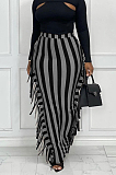 Zebra Side Tassel Long Skirt