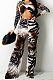 Tiger Pattern Women Sexy Trendy Long Sleeve Hollow Out Printing Pants Sets  HZF57822