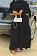 Black Women Fashion Casual Tight Solid Color High Collar Pullover Collect Waist Puff Sleeve Long Dress MR2124-1