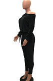 Rose Red Women Long Sleeve Round Collar Korea Velvet Solid Color Sexy Long Pants Sets MR2123-4