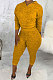 Yellow Women Hooded Pure Color Casual Bodycon Pants Sets ABL6695-3