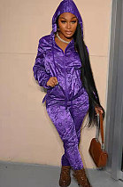 Purple Fashion Casual Print Long Sleeve Hoodie Pencil Pants Reflective Sets TK6200-4
