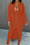 Wine Red Wholesale Velvet Long Sleeve Lapel Neck Single-Breasted Ruffle Shirt Dress MTY6579-3