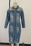 Streetwear Vintage Ripped Long Denim Jackets NZ932