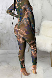 Black Sexy Mesh Print Long Sleeve V Neck Collect Waist Bodycon Jumpsuits SMR10278-2